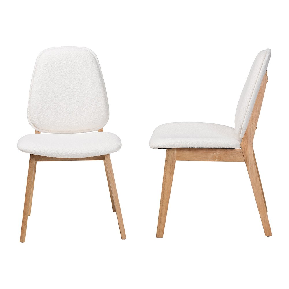 Hudson Boucle Upholstered Dining Chair Set of 2- Mid-Century Modern Side Chair