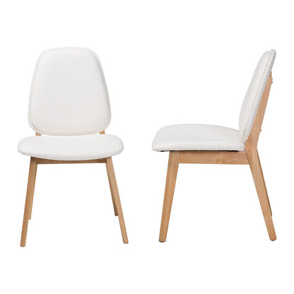 Hudson Boucle Upholstered Dining Chair Set of 2- Mid-Century Modern Side Chair