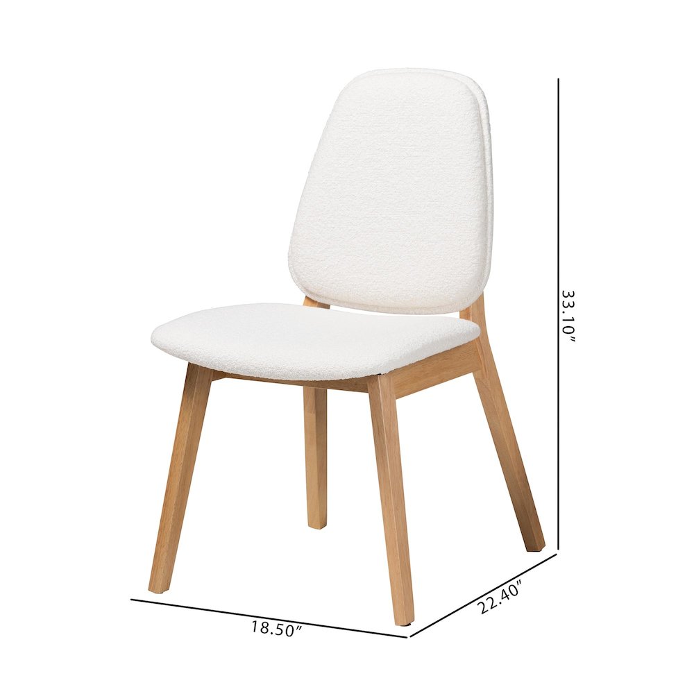 Hudson Boucle Upholstered Dining Chair Set of 2- Mid-Century Modern Side Chair