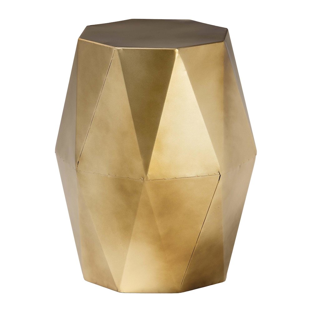 Salman Geometric Bronze Metal Accent Table - Faceted Modern Side Table