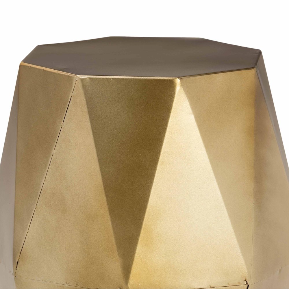 Salman Geometric Bronze Metal Accent Table - Faceted Modern Side Table