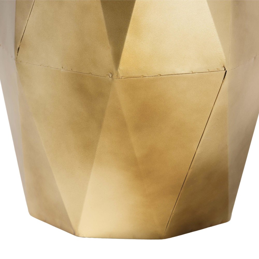 Salman Geometric Bronze Metal Accent Table - Faceted Modern Side Table