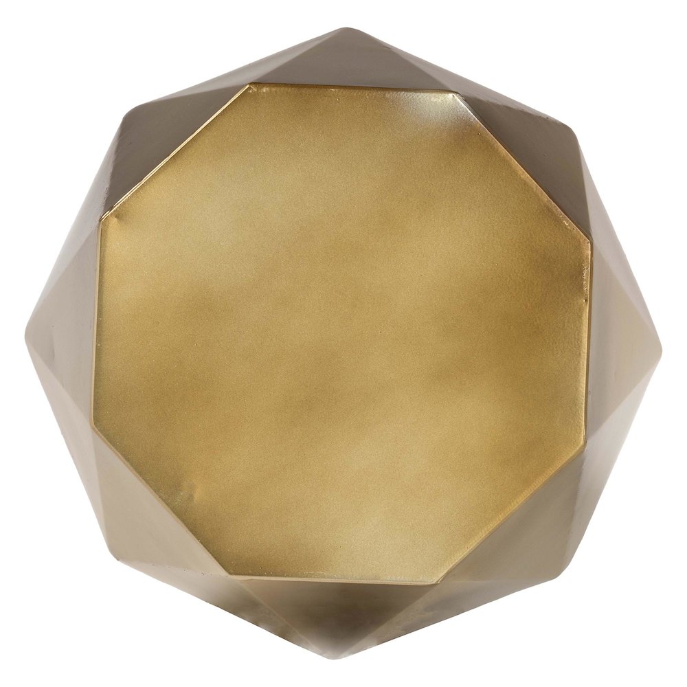 Salman Geometric Bronze Metal Accent Table - Faceted Modern Side Table