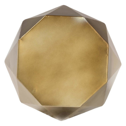 Salman Geometric Bronze Metal Accent Table - Faceted Modern Side Table
