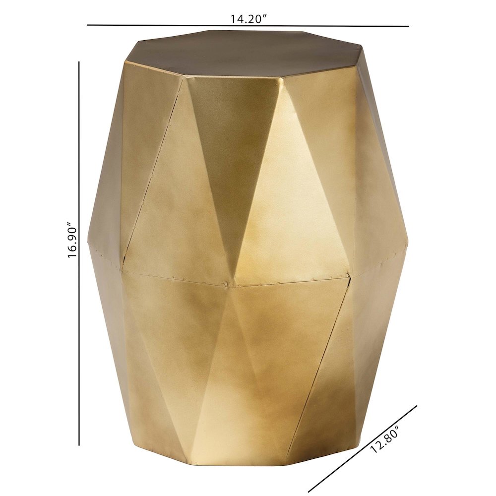 Salman Geometric Bronze Metal Accent Table - Faceted Modern Side Table