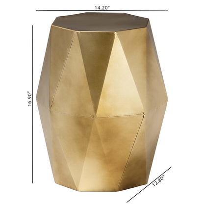 Salman Geometric Bronze Metal Accent Table - Faceted Modern Side Table