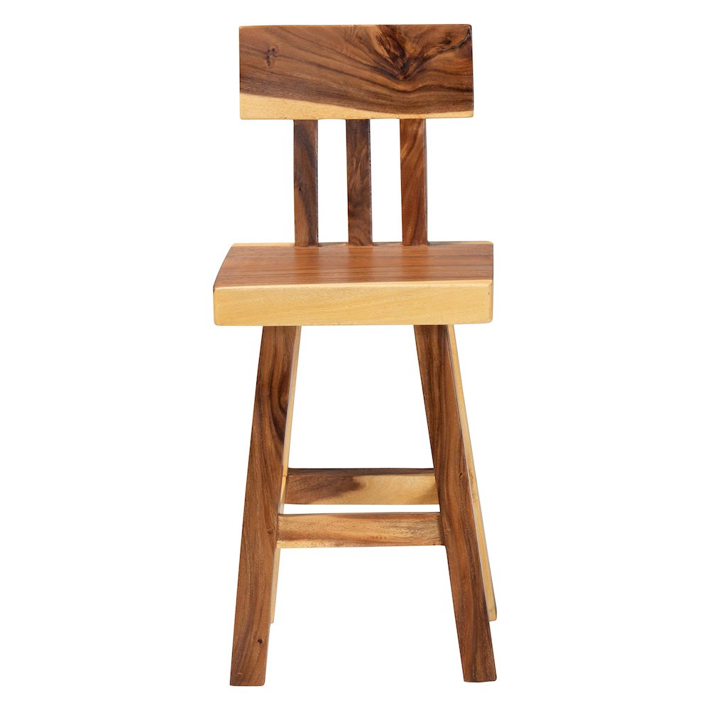 Luli Suar Wood Counter Stool - Handcrafted Solid Wood Stool