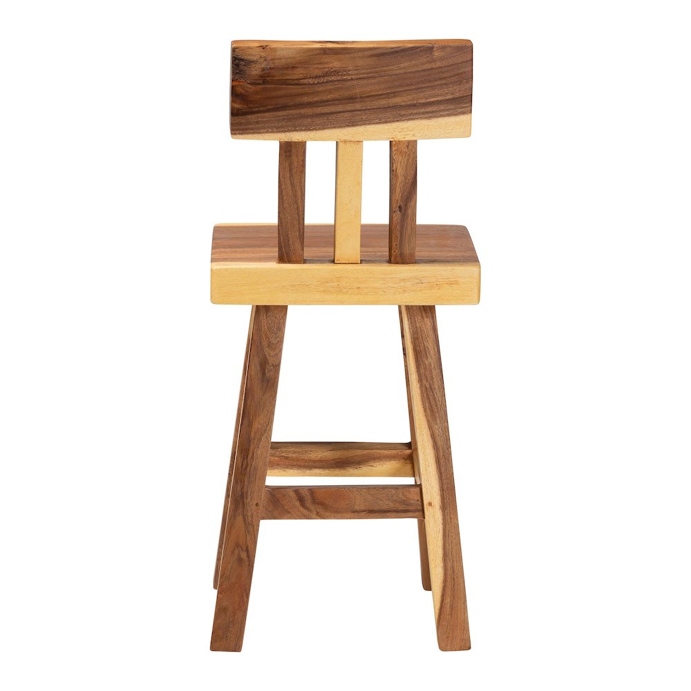 Luli Suar Wood Counter Stool - Handcrafted Solid Wood Stool