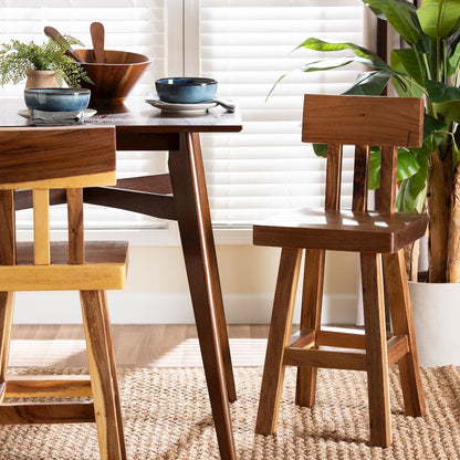 Luli Suar Wood Counter Stool - Handcrafted Solid Wood Stool