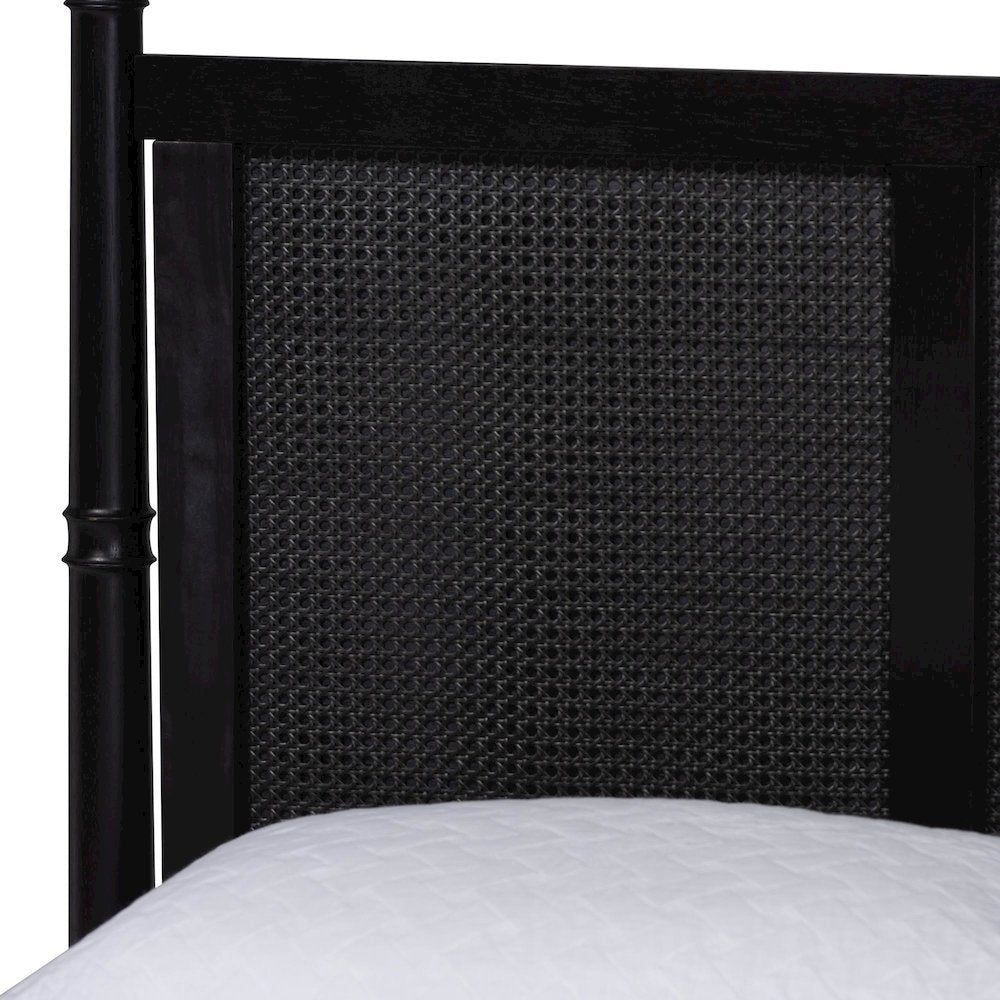 4-Piece Black Bedroom Set - Canopy Bed, Matching Dresser, Chest, and Nightstand