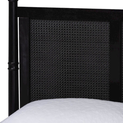 4-Piece Black Bedroom Set - Canopy Bed, Matching Dresser, Chest, and Nightstand