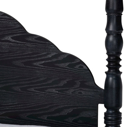 Four-Poster Platform Bed - Sculpted Post Bed Frame, Black, Queen
