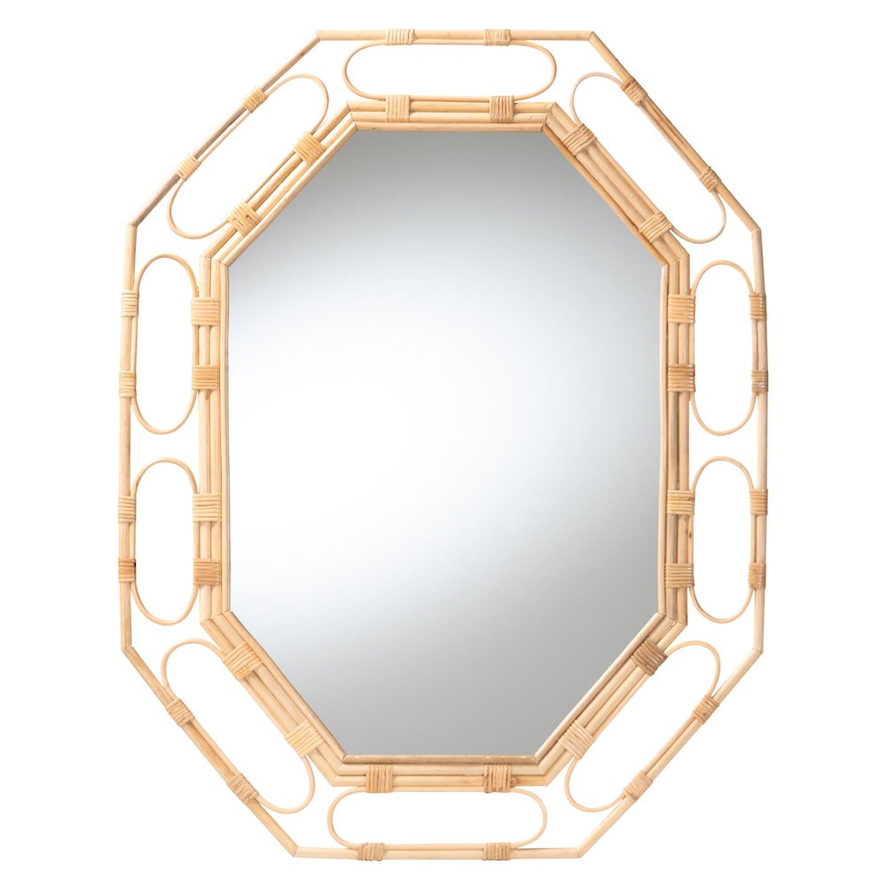 Remedy Octagonal Natural Rattan Wall Mirror - Handwoven Accent Mirror