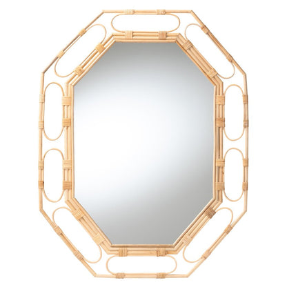 Remedy Octagonal Natural Rattan Wall Mirror - Handwoven Accent Mirror