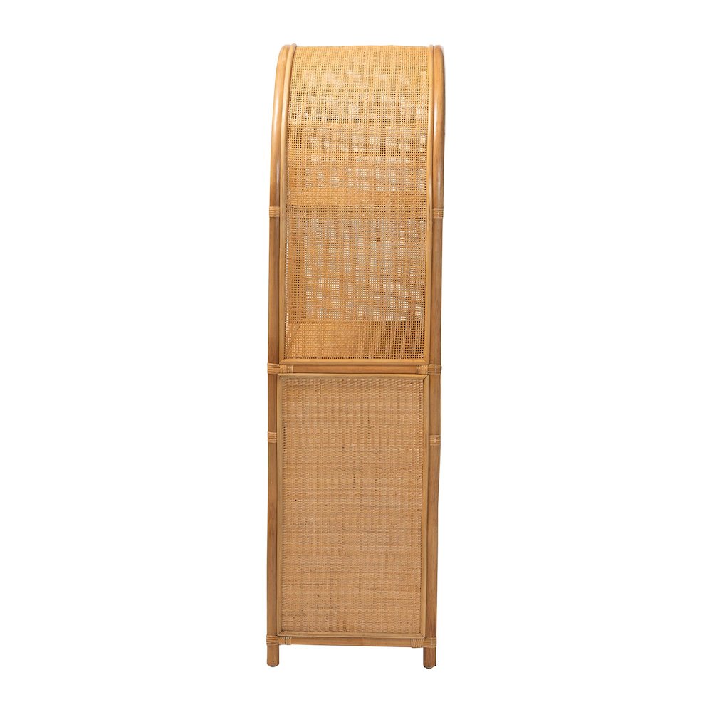 Mairen Arched Natural Rattan Storage Cabinet -  Handwoven Pole Rattan Hutch