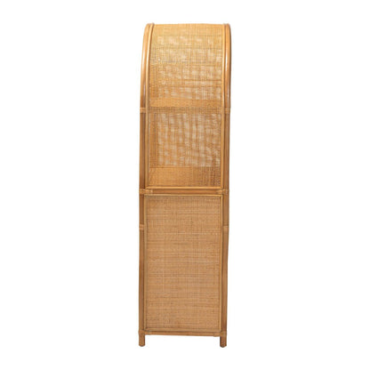 Mairen Arched Natural Rattan Storage Cabinet -  Handwoven Pole Rattan Hutch