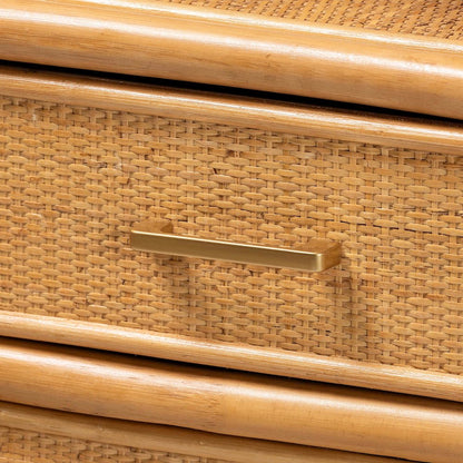 Mairen Arched Natural Rattan Storage Cabinet -  Handwoven Pole Rattan Hutch