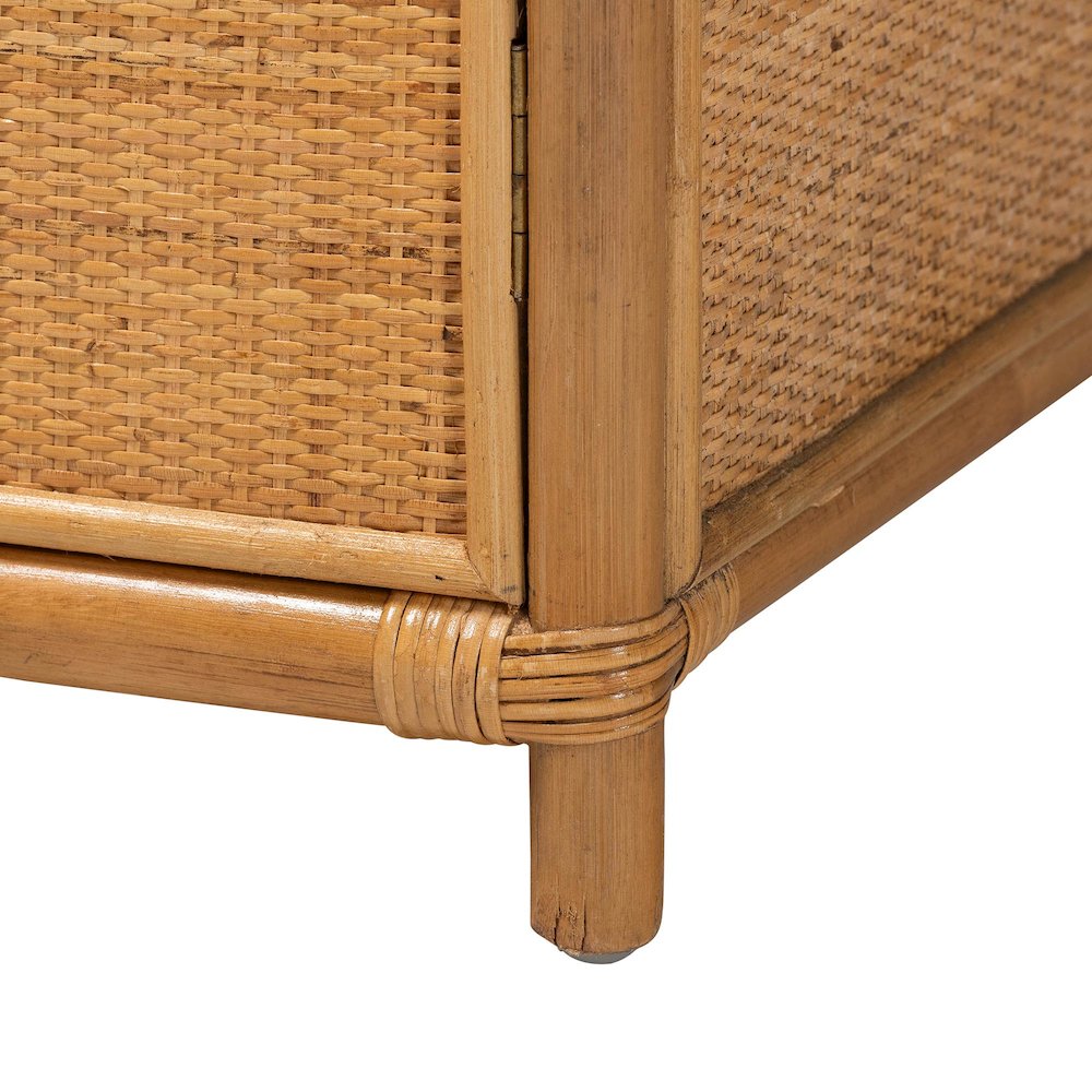 Mairen Arched Natural Rattan Storage Cabinet -  Handwoven Pole Rattan Hutch