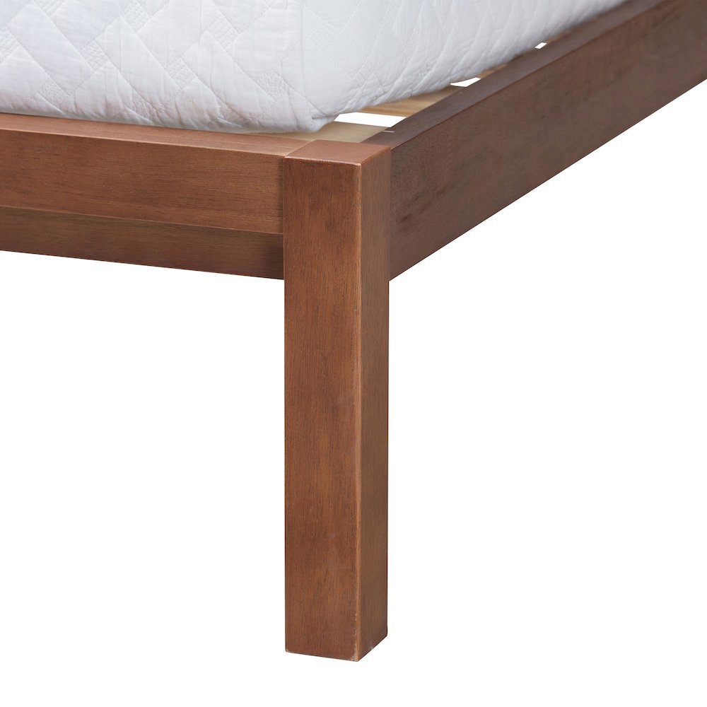 Wood Platform Bed - Low Profile Bed Frame, Decorative Rattan Weave Inlay, Queen