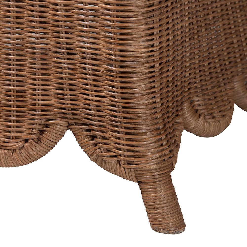 Natural Rattan Armchair - Handwoven Wicker Chair with Rolled Arms