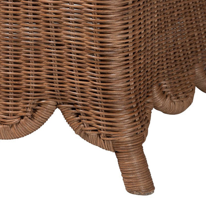 Natural Rattan Armchair - Handwoven Wicker Chair with Rolled Arms