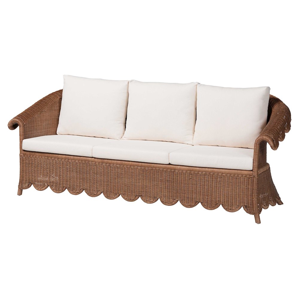 Natural Rattan 3-Piece Living Room Set - Handwoven Wicker Lounge Seating