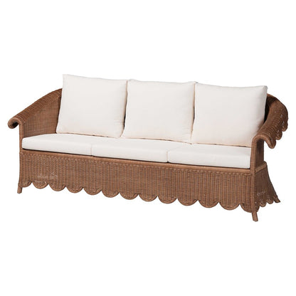 Natural Rattan 3-Piece Living Room Set - Handwoven Wicker Lounge Seating