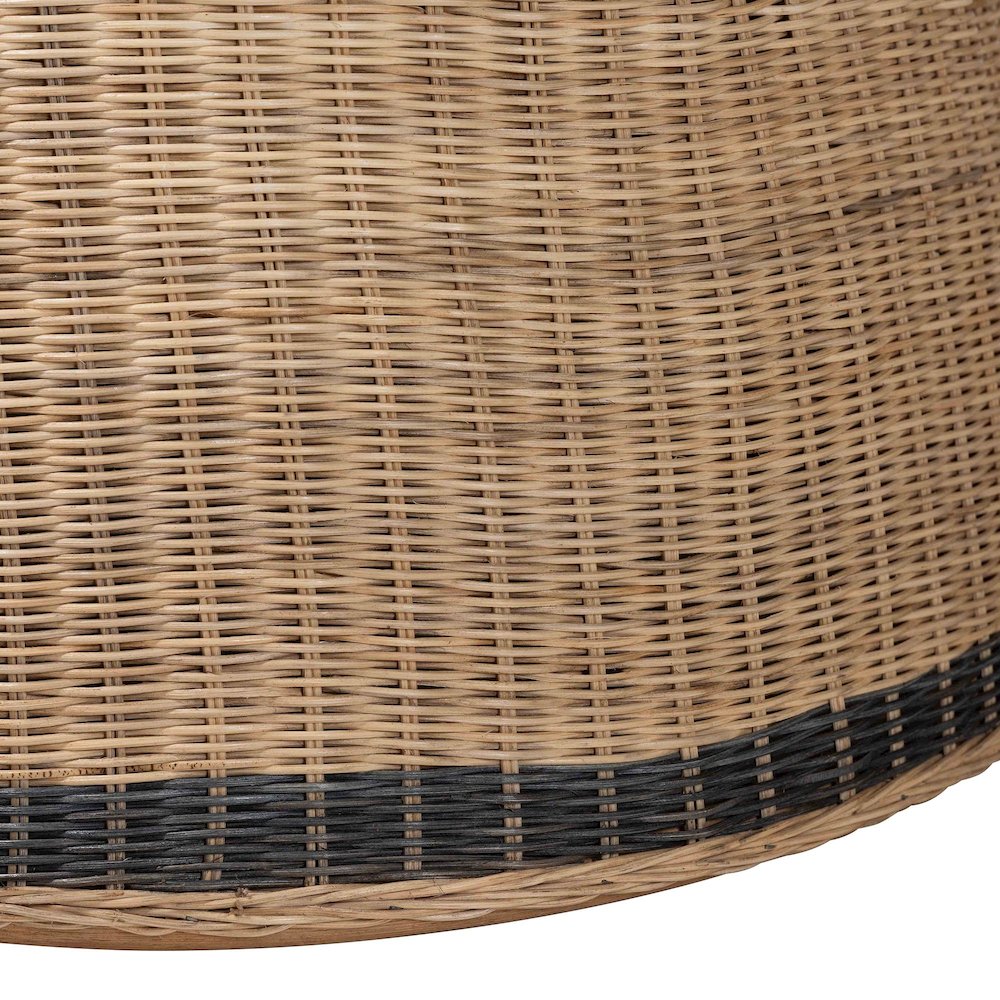 Natural Rattan Loveseat - Handwoven Wicker Sofa with Two-Tone Woven Detailing
