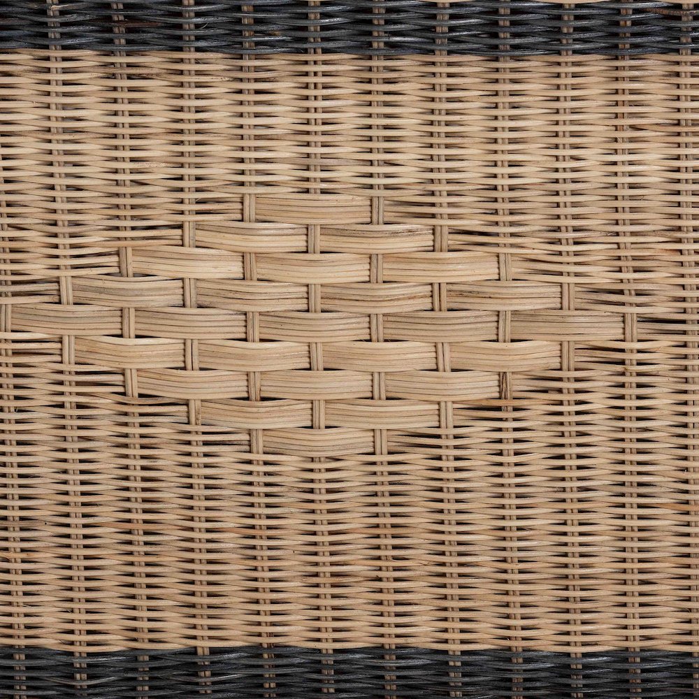 Natural Rattan Loveseat - Handwoven Wicker Sofa with Two-Tone Woven Detailing