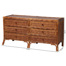 6-Drawer Horizontal Storage Cabinet with Geometric Overlay for Bedroom