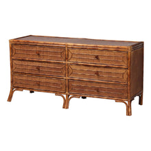 6-Drawer Horizontal Storage Cabinet with Geometric Overlay for Bedroom
