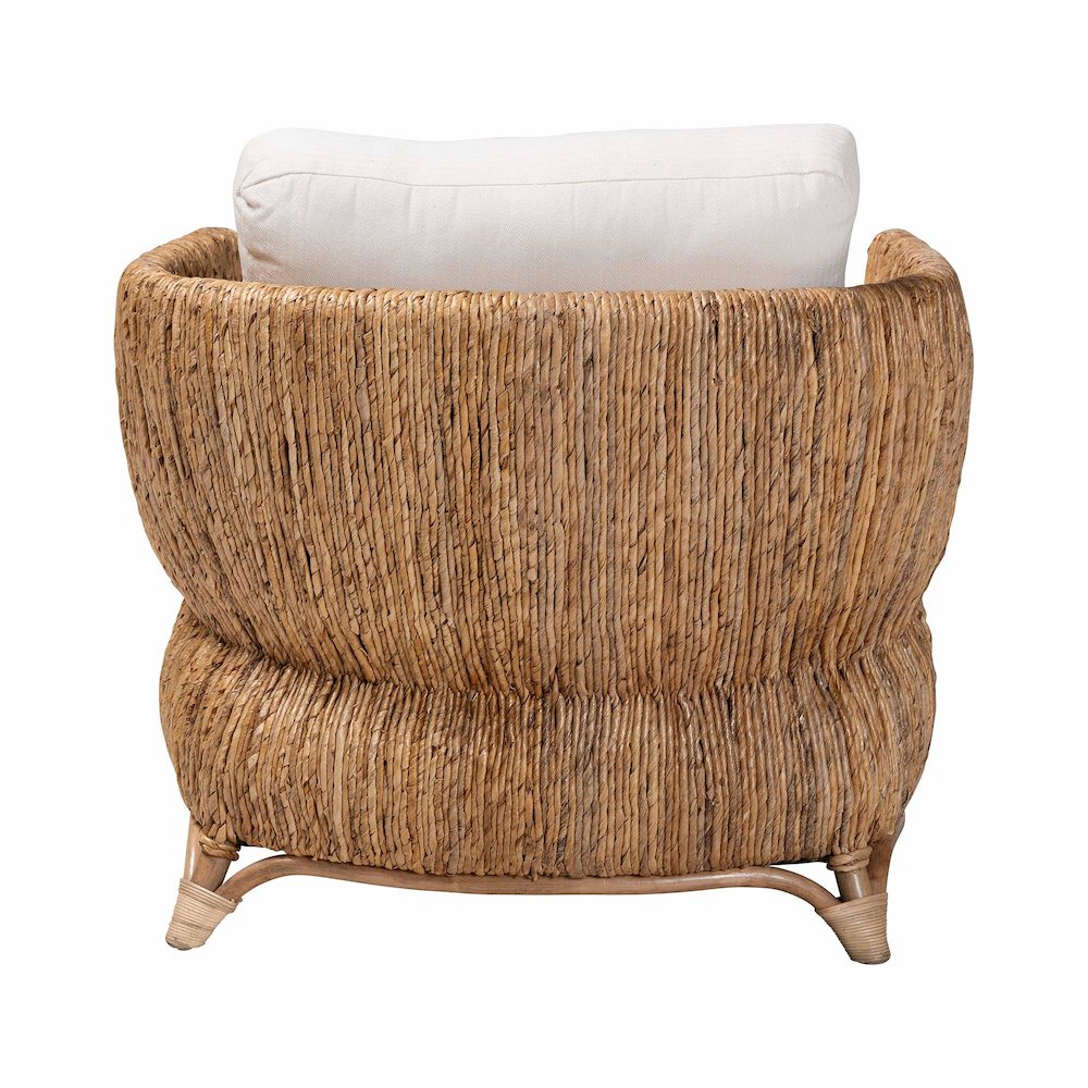 Rattan and Seagrass Armchair with Cushions - Handwoven Lounge Chair
