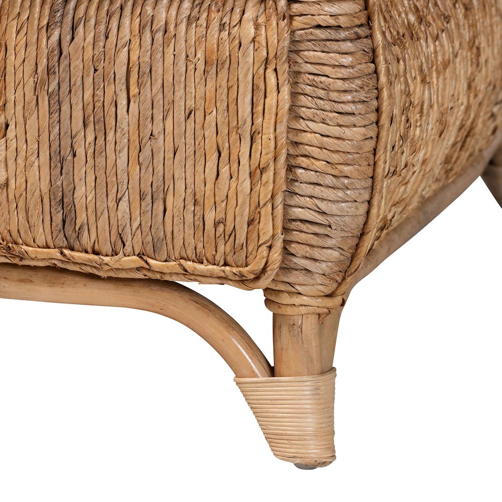 Rattan and Seagrass Armchair with Cushions - Handwoven Lounge Chair