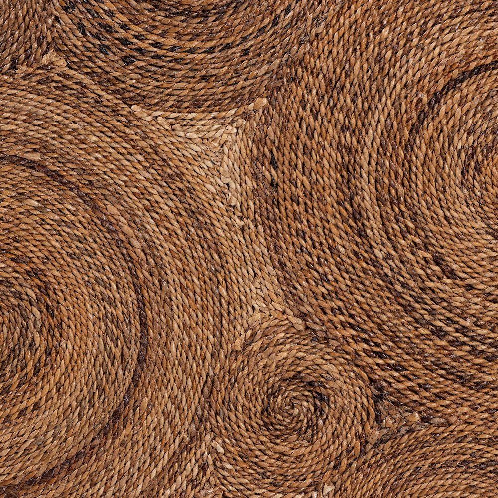 Natural Rattan Coffee Table - Handwoven Wicker Accent Table, Textured Spiral Top