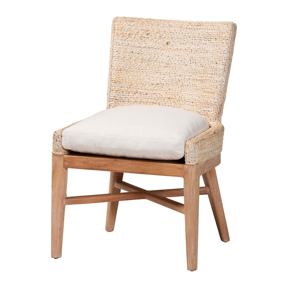 Seagrass Dining Chair with Mahogany Wood Frame, Whitewash