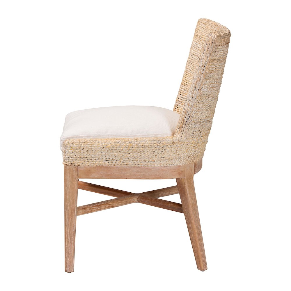 Seagrass Dining Chair with Mahogany Wood Frame, Whitewash