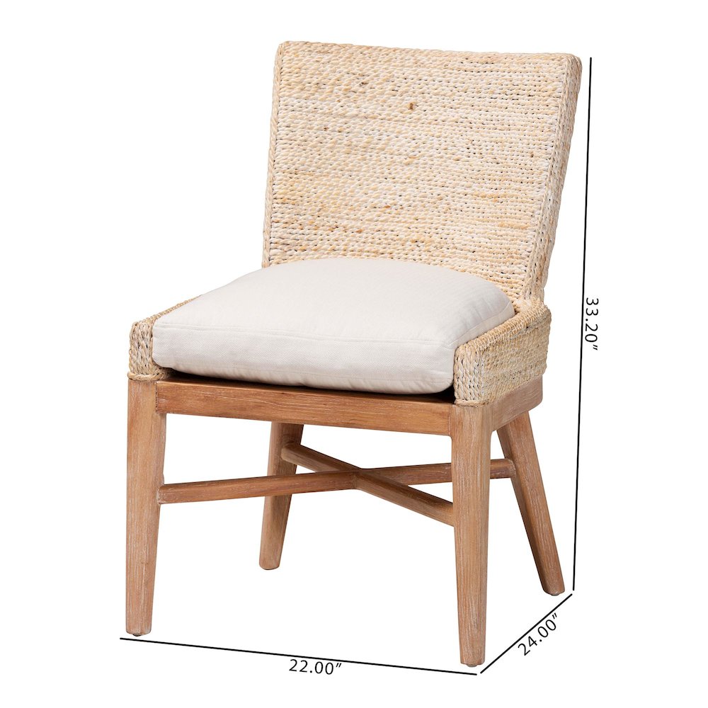 Seagrass Dining Chair with Mahogany Wood Frame, Whitewash