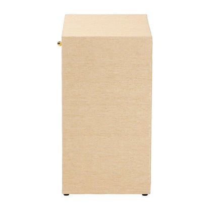 Grasscloth 1-Drawer Nightstand with Open Shelves - Woven Texture Bedside Table