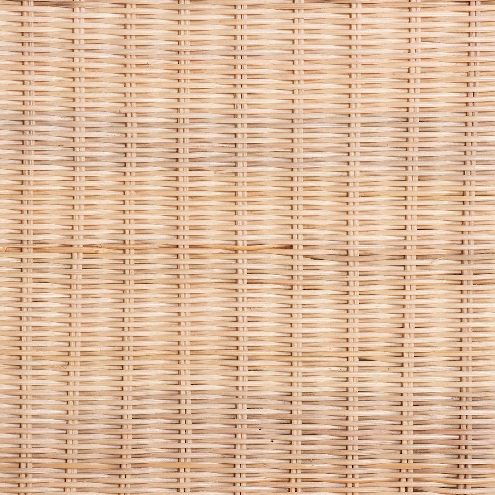 Scalloped Rattan End Table with Removable Tray Top-Handwoven Rattan Accent Table