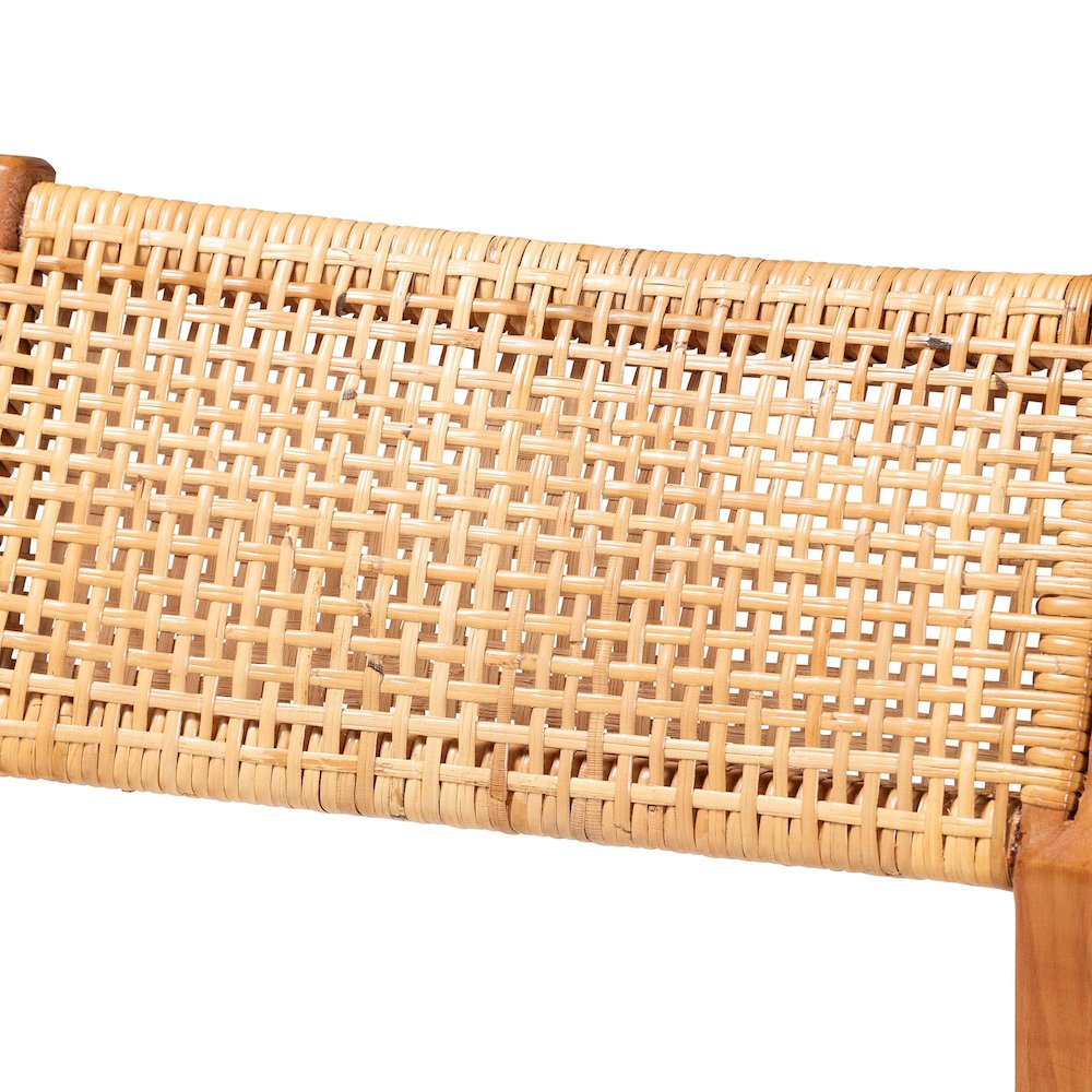 Chatura Natural Rattan and Mahogany Wood 2-Piece Counter Stool Set