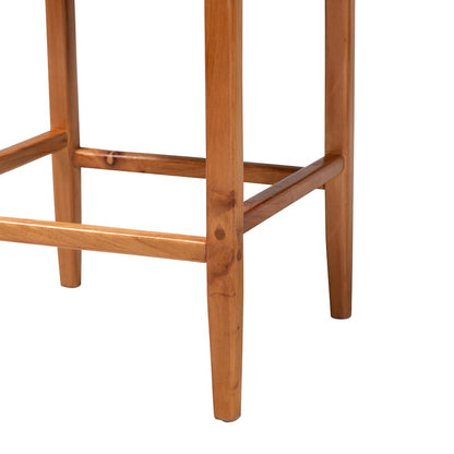 Chatura Natural Rattan and Mahogany Wood 2-Piece Counter Stool Set