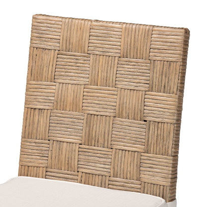 Fatima Natural Rattan Dining Chair with Cushion - Handwoven Wicker Side Chair