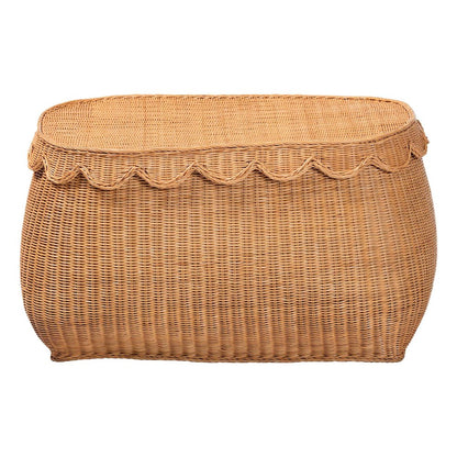 Ayleen Natural Rattan Basket - Handwoven Storage Box, Boho Coastal Decor, Large