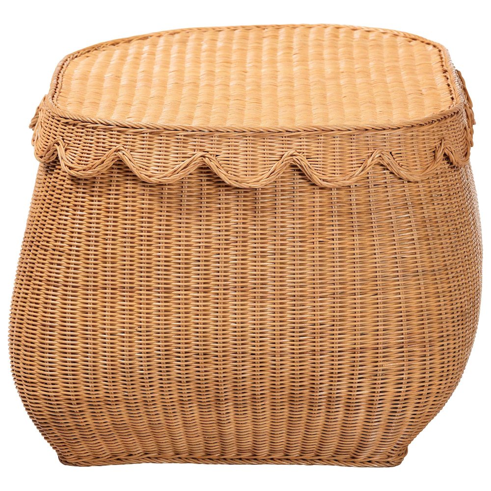 Ayleen Natural Rattan Basket - Handwoven Storage Box, Boho Coastal Decor, Large