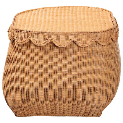 Ayleen Natural Rattan Basket - Handwoven Storage Box, Boho Coastal Decor, Large