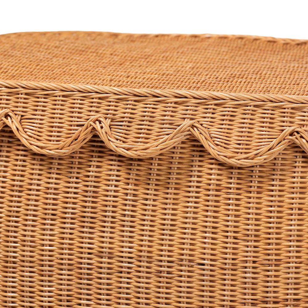 Ayleen Natural Rattan Basket - Handwoven Storage Box, Boho Coastal Decor, Large