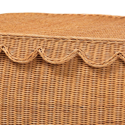Ayleen Natural Rattan Basket - Handwoven Storage Box, Boho Coastal Decor, Large