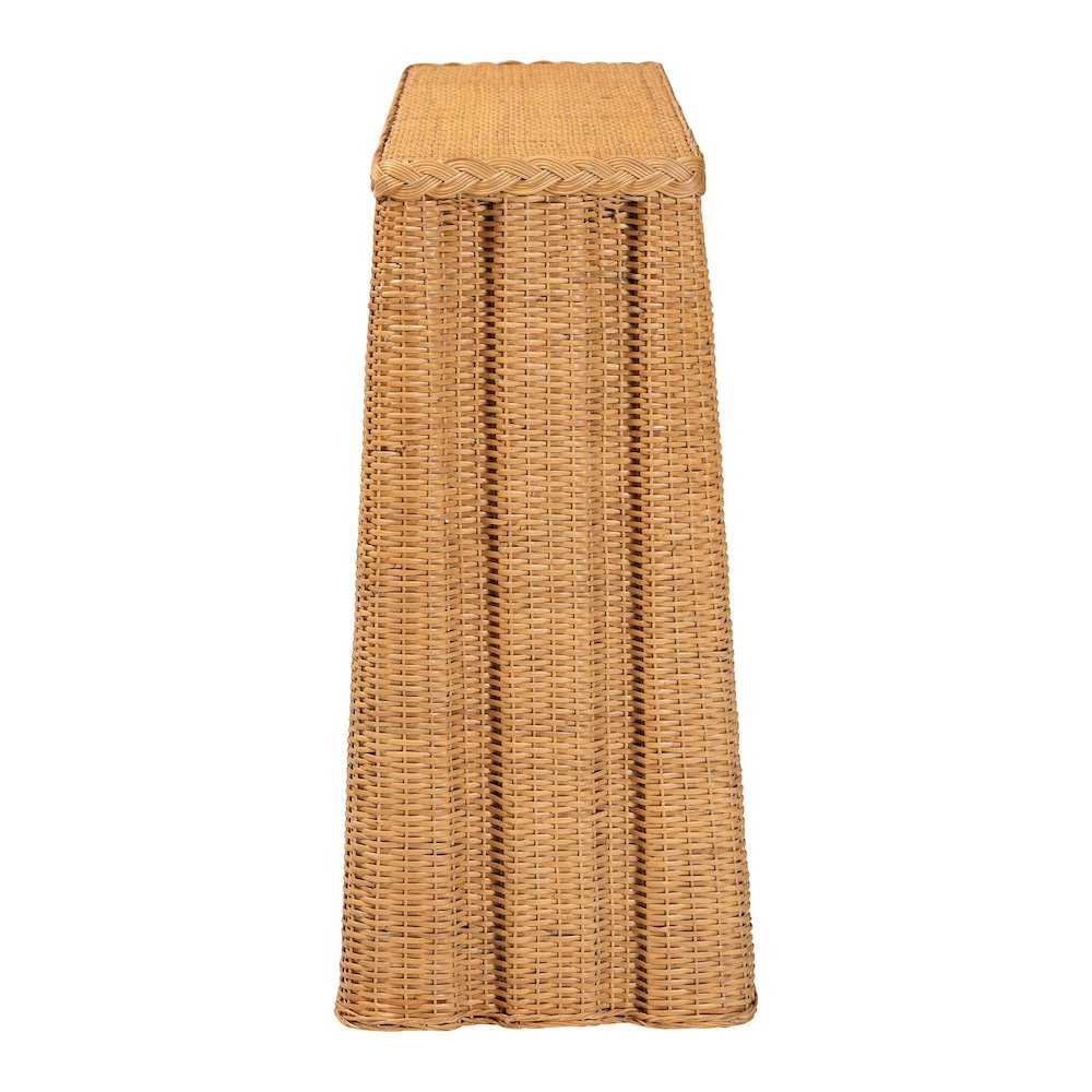 Andrea Natural Rattan Console Table - Handwoven Wicker Accent Table