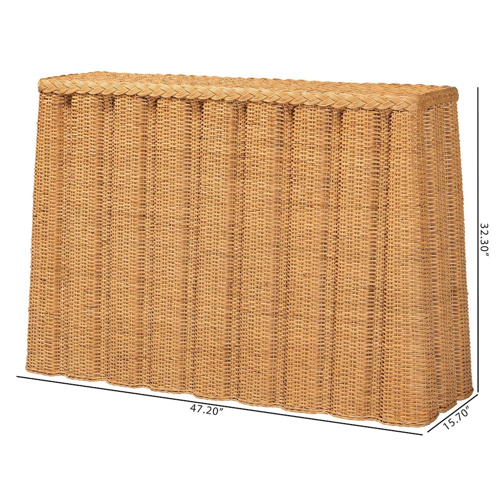 Andrea Natural Rattan Console Table - Handwoven Wicker Accent Table
