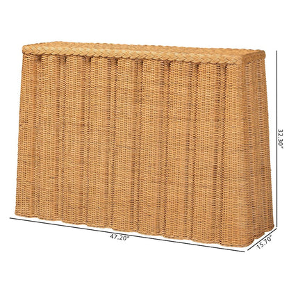 Andrea Natural Rattan Console Table - Handwoven Wicker Accent Table
